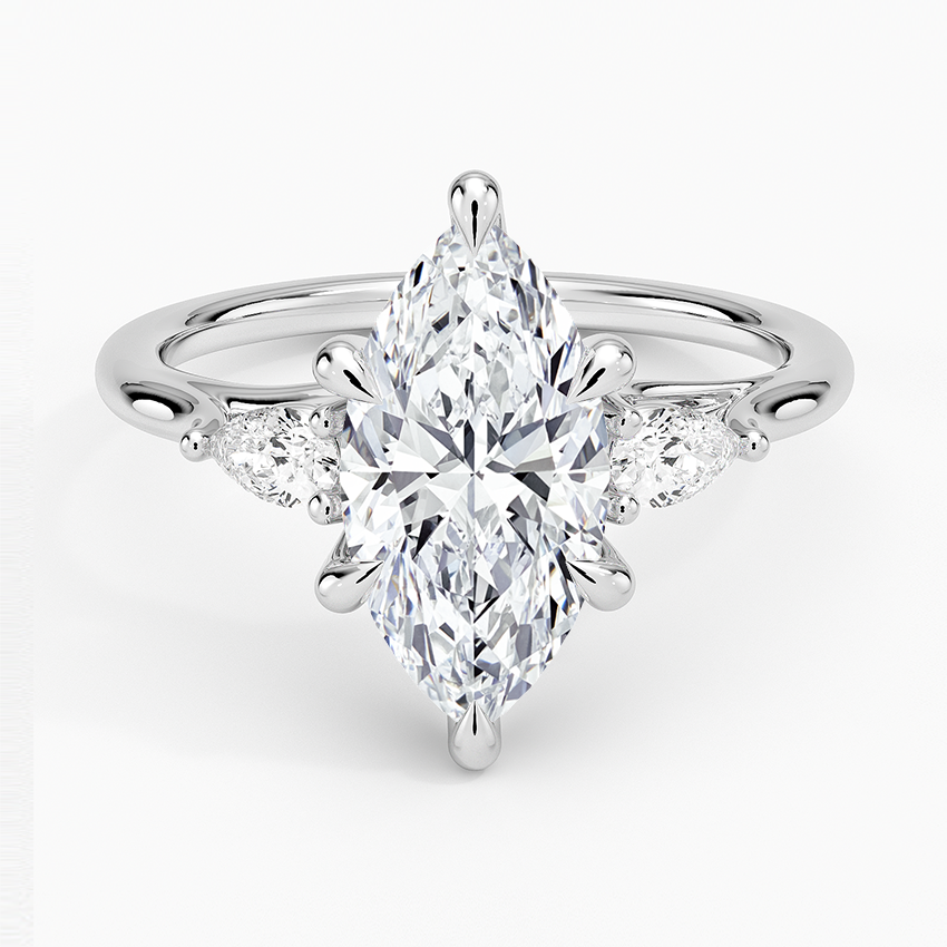 Delilah Three Stone Pear Diamond Engagement Ring