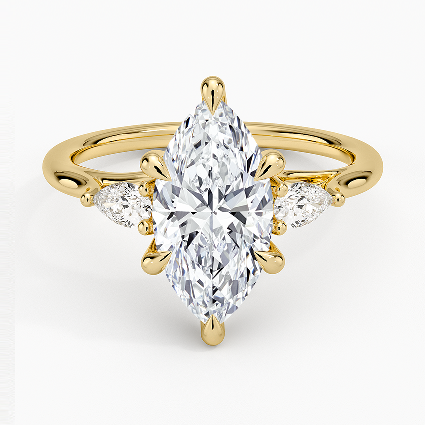 Delilah Three Stone Pear Diamond Engagement Ring