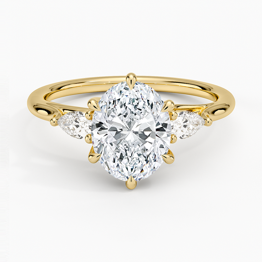 Delilah Three Stone Pear Diamond Engagement Ring