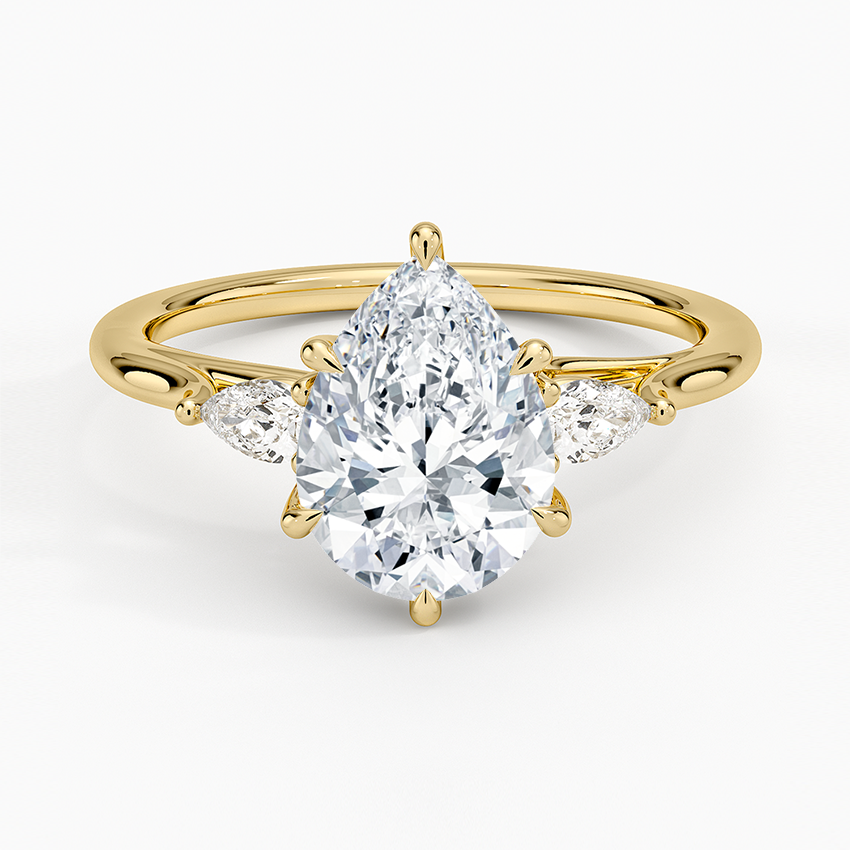Delilah Three Stone Pear Diamond Engagement Ring