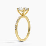 Perfect Fit Half-Coverage Diamond Engagement Ring with a Round cut diamond in yellow gold — side view