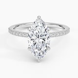 Perfect Fit Half-Coverage Diamond Engagement Ring with a Marquise cut diamond in white gold — top view
