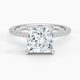Perfect Fit Half-Coverage Diamond Engagement Ring with a Princess cut diamond in white gold — top view