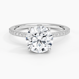 Perfect Fit Half-Coverage Diamond Engagement Ring with a Round cut diamond in white gold — top view