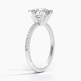 Ballad Half Coverage Diamond Engagement Ring with a Round cut diamond in white gold — side view
