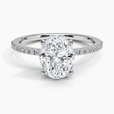 Ballad Half Coverage Diamond Engagement Ring with a Oval cut diamond in white gold — top view