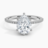 Ballad Half Coverage Diamond Engagement Ring with a Pear cut diamond in white gold — top view