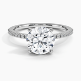 Ballad Half Coverage Diamond Engagement Ring with a Round cut diamond in white gold — top view