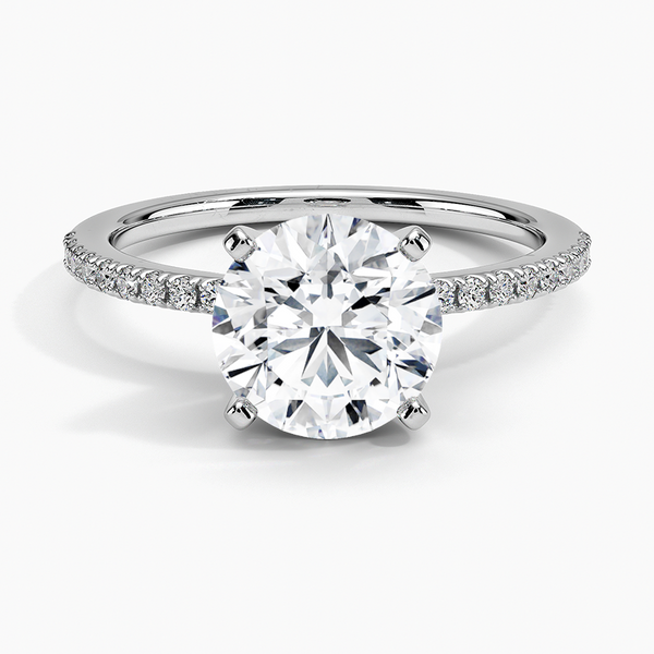 Ballad Half Coverage Diamond Engagement Ring with a Round cut diamond in white gold — top view