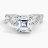 Garland Diamond Engagement Ring with a Asscher cut diamond in white gold — top view