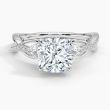 Garland Diamond Engagement Ring with a Cushion cut diamond in white gold — top view