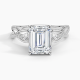 Garland Diamond Engagement Ring with a Emerald cut diamond in white gold — top view