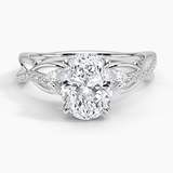 Garland Diamond Engagement Ring with a Oval cut diamond in white gold — top view
