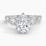 Garland Diamond Engagement Ring with a Pear cut diamond in white gold — top view