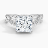 Garland Diamond Engagement Ring with a Princess cut diamond in white gold — top view