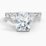 Garland Diamond Engagement Ring with a Radiant cut diamond in white gold — top view