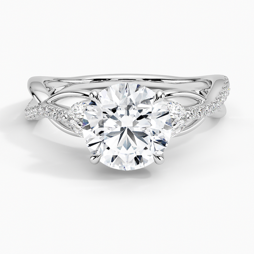 Garland Diamond Engagement Ring with a Round cut diamond in white gold — top view