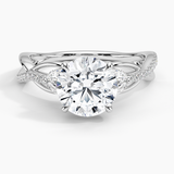 Garland Diamond Engagement Ring with a Round cut diamond in white gold — top view