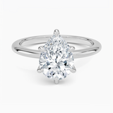 Esme 1.8mm Engagement Ring with a Pear cut diamond in white gold — top view