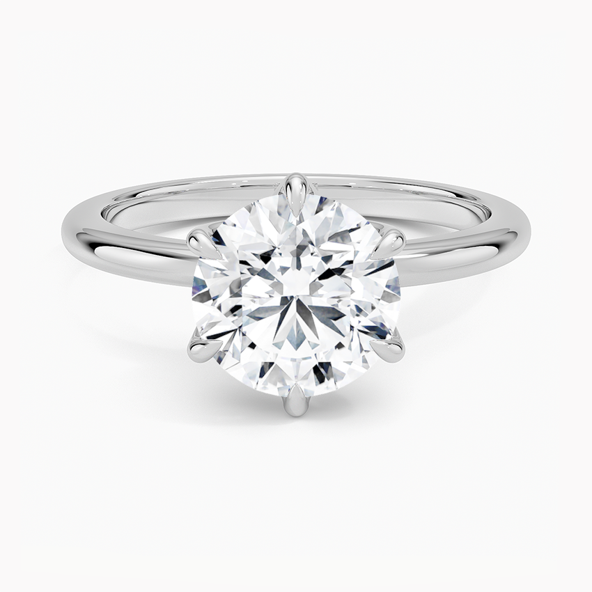 Esme 1.8mm Engagement Ring with a Round cut diamond in white gold — top view