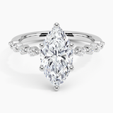 Marseille Half Coverage Diamond Engagement Ring with a Marquise cut diamond in white gold — top view