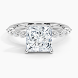 Marseille Half Coverage Diamond Engagement Ring with a Princess cut diamond in white gold — top view