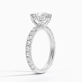 Olympia Three-Quarter Coverage Diamond Engagement Ring with a Round cut diamond in white gold — side view