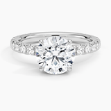 Olympia Three-Quarter Coverage Diamond Engagement Ring with a Round cut diamond in white gold — top view