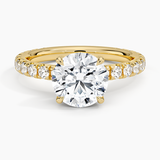 Olympia Three-Quarter Coverage Diamond Engagement Ring with a Round cut diamond in yellow gold — top view