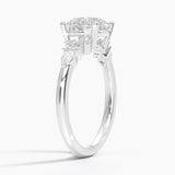 Rosette Diamond Engagement Ring with a Round cut diamond in white gold — side view