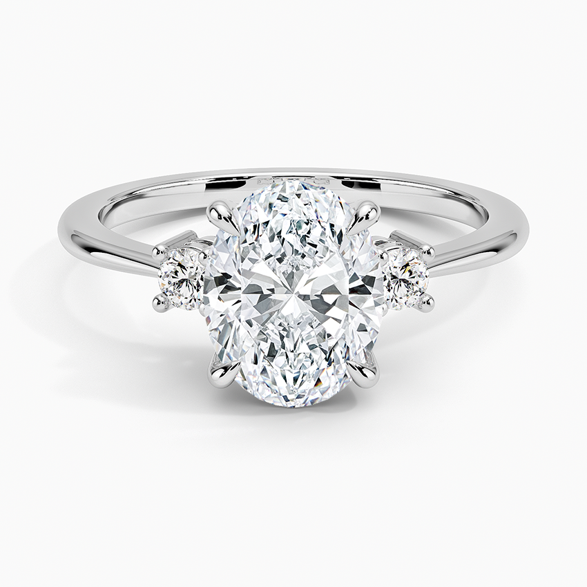 Petite Selene Three Stone Diamond Engagement Ring
