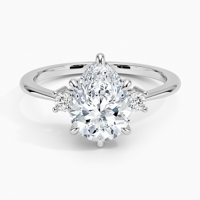 Petite Selene Three Stone Diamond Engagement Ring