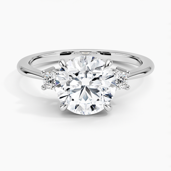 Petite Selene Three Stone Diamond Engagement Ring