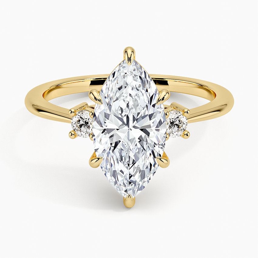 Petite Selene Three Stone Diamond Engagement Ring