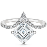 Nouveau Diamond Engagement Ring with a Asscher cut diamond in white gold