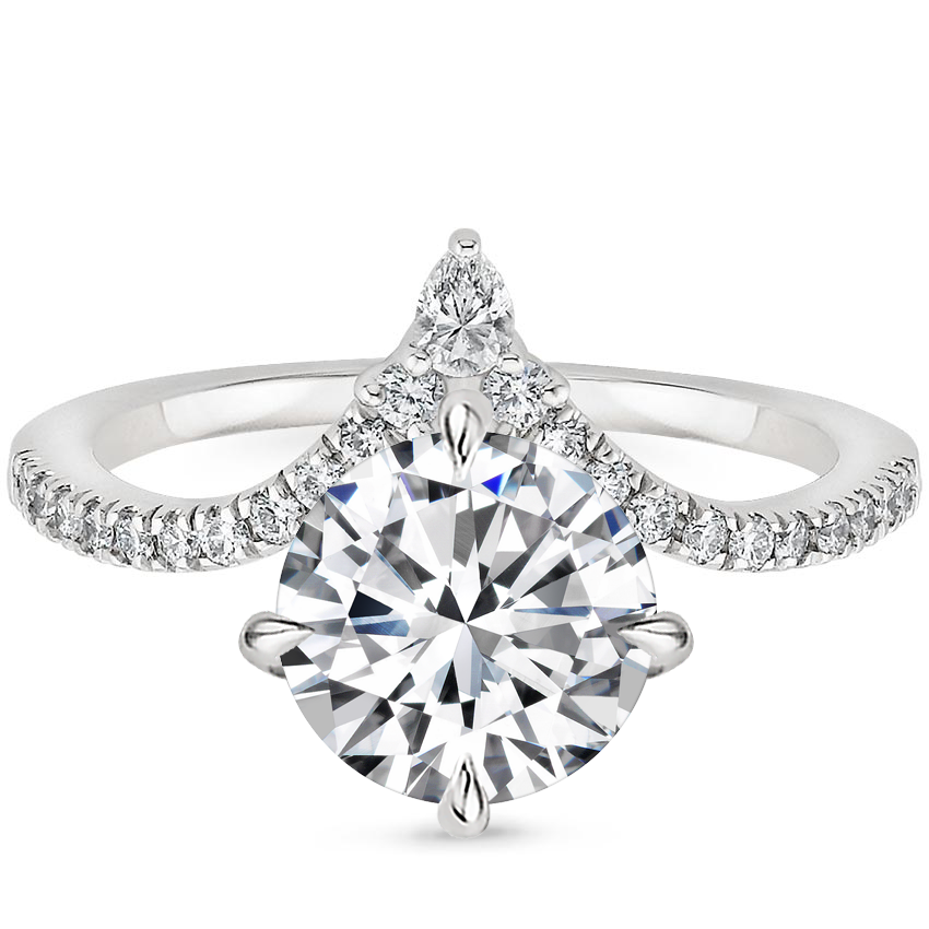 Nouveau Diamond Engagement Ring with a Round cut diamond in white gold