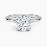 Elodie 1.8mm Solitaire Engagement Ring with a Cushion cut diamond in white gold — top view