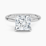 Elodie 1.8mm Solitaire Engagement Ring with a Princess cut diamond in white gold — top view