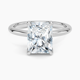 Elodie 1.8mm Solitaire Engagement Ring with a Radiant cut diamond in white gold — top view