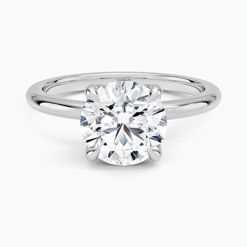 Elodie 1.8mm Solitaire Engagement Ring with a Round cut diamond in white gold — top view
