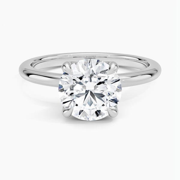 Elodie 1.8mm Solitaire Engagement Ring with a Round cut diamond in white gold — top view