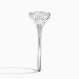 Delilah Three Stone Diamond Engagement Ring with a Round cut diamond in white gold — profile view