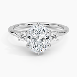 Delilah Three Stone Diamond Engagement Ring with a Oval cut diamond in white gold — top view
