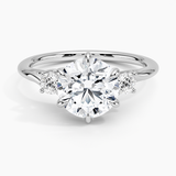 Delilah Three Stone Diamond Engagement Ring with a Round cut diamond in white gold — top view