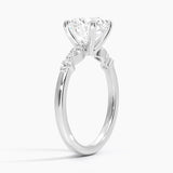 Versailles One-Quarter Coverage Diamond Engagement Ring with a Round cut diamond in white gold — side view