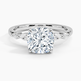Versailles One-Quarter Coverage Diamond Engagement Ring with a Cushion cut diamond in white gold — top view