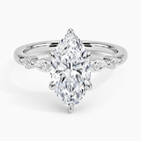Versailles One-Quarter Coverage Diamond Engagement Ring with a Marquise cut diamond in white gold — top view