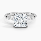 Versailles One-Quarter Coverage Diamond Engagement Ring with a Princess cut diamond in white gold — top view