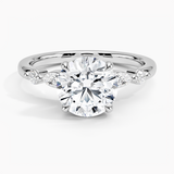 Versailles One-Quarter Coverage Diamond Engagement Ring with a Round cut diamond in white gold — top view