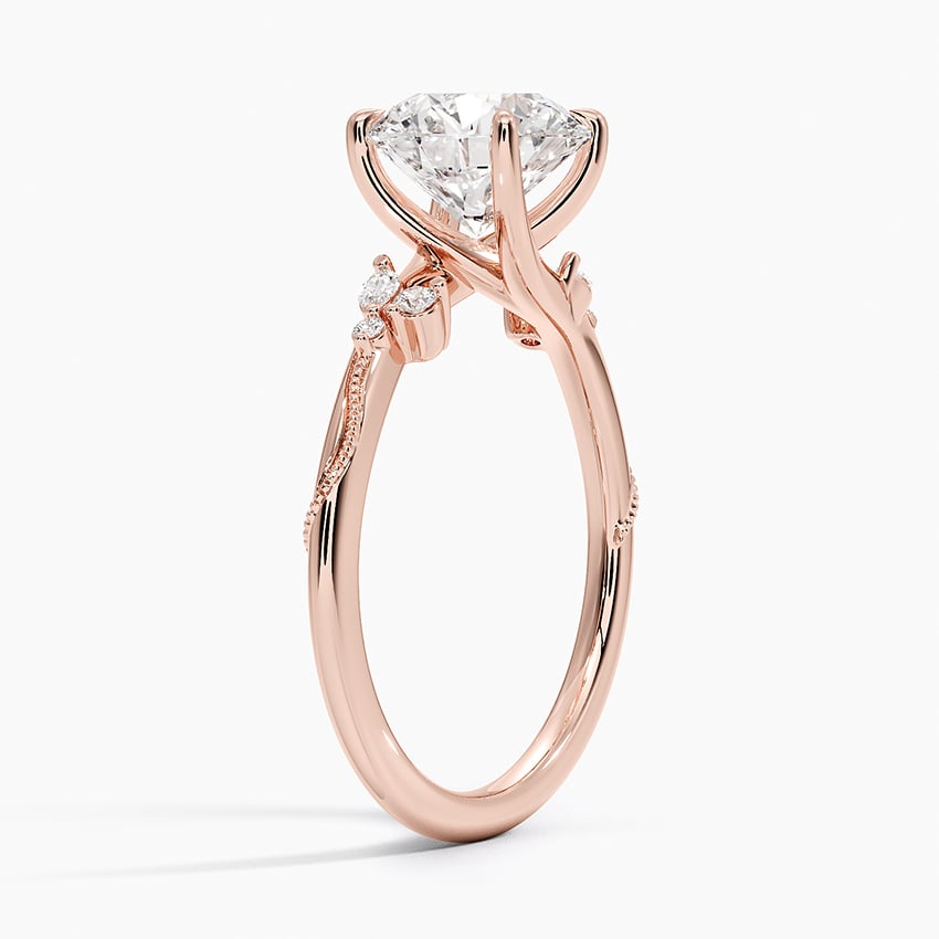 Camellia Milgrain Diamond Engagement Ring